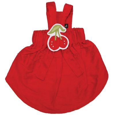 Dog in the Closet, The Holly Custom Red Silk Dog Dress with Cherries Attachment