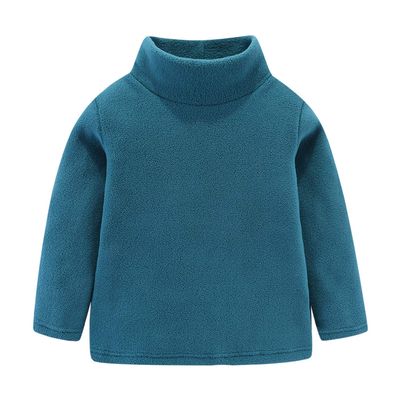 Mud Kingdom Boys Tops Fleece Turtleneck Base Shirts Plain 6 Greenish Blue