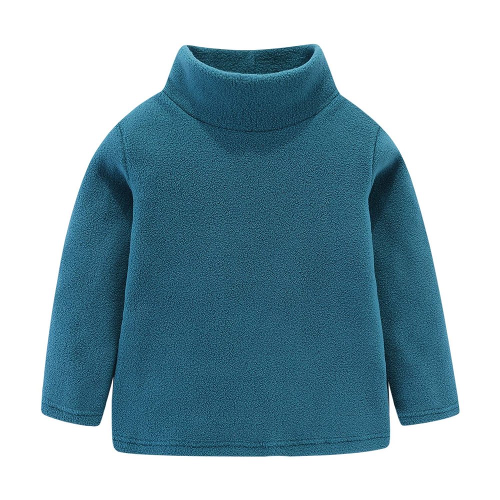 Mud Kingdom Boys Tops Fleece Turtleneck Base Shirts Plain 6 Greenish Blue