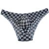 Jaxu Men's Checked Mesh Bikini Briefs Underwear Sexy Male Cheeky Briefs Black M view 1