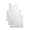 Feathers Boys White Tank 100% Cotton Super Soft Tagless Undershirts 3-Pack, Solid White, 3 view 1