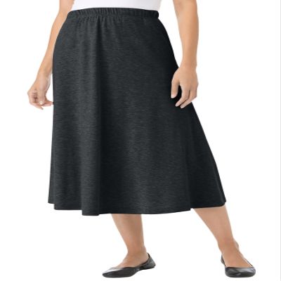 Woman Within Plus Size 7-Day Knit A-Line Skirt - 3X, Heather Charcoal