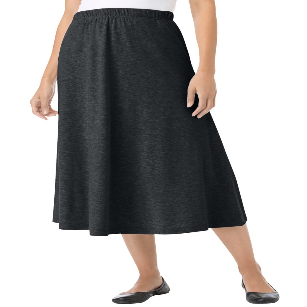 Woman Within Plus Size 7-Day Knit A-Line Skirt - 3X, Heather Charcoal
