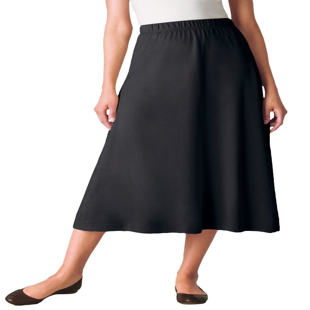 Woman Within Plus Size Petite 7-Day Knit A-Line Skirt - 5XP, Black