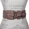 3" (75 mm) Wide High Waist Fashion Ring Fold Braided Stretch Belt, Light Brown | S/M 26''~30" view 2