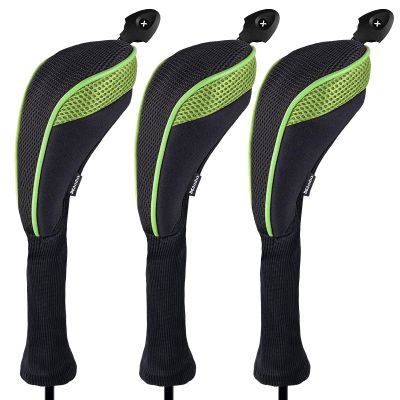Andux 3 Pack Long Neck Golf Hybrid Club Head Covers Dial No. Tag CTMT-01 Black/Green