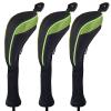 Andux 3 Pack Long Neck Golf Hybrid Club Head Covers Dial No. Tag CTMT-01 Black/Green view 1