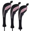 Andux 3 Pack Long Neck Golf Hybrid Club Head Covers Dial No. Tag CTMT-01 Black/Pink view 1