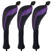 Andux 3 Pack Long Neck Golf Hybrid Club Head Covers Dial No. Tag CTMT-01 Black/Purple view 1
