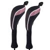 Andux 2 Pack Long Neck Golf Hybrid Club Head Covers Dial No. Tag CTMT-01 Black/Pink view 1