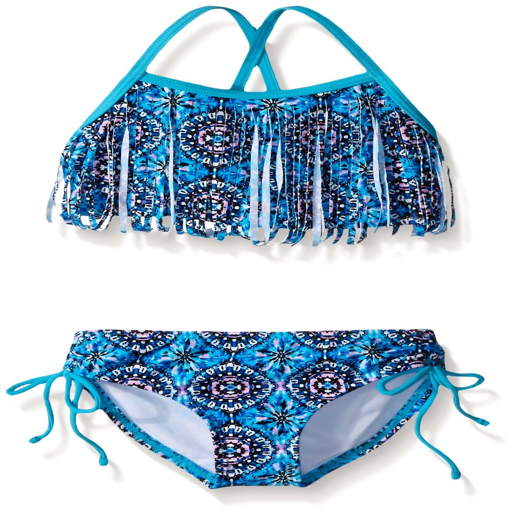 Kanu Surf Girls' Little Hannah Fringe Bikini Swimsuit, Blue, 6