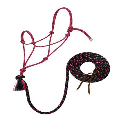 Weaver Leather Silvertip No. 95 Rope Halter with 12' Lead, Average, Black/Gray/Red,35-9525-W32