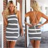 JJ-GOGO Crossed Sexy Stripe Backless Dress (XL) view 2