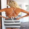 JJ-GOGO Crossed Sexy Stripe Backless Dress (XL) view 3