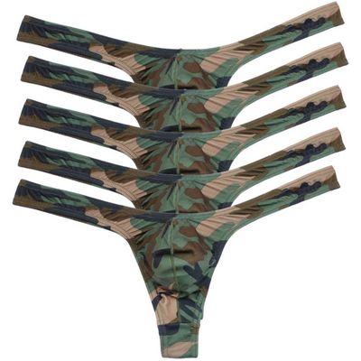 Jaxu 5PCS/Lot Men's Camouflage Thong G-String Underwear L Camouflage