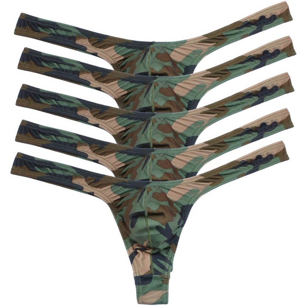 Jaxu 5PCS/Lot Men's Camouflage Thong G-String Underwear L Camouflage