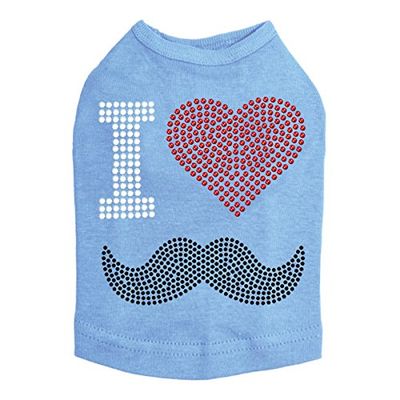 I Love Mustache Dog Shirt 4XL Blue