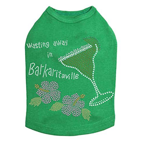 Wasting Away in Barkaritaville Hibiscut Dog Shirt XL Kelly Green