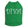 Diva (Silver Rhinestuds) Dog Shirt XXS Kelly Green view 1