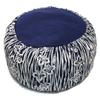 Boon Decor Meditation Cushion Buckwhet Zafu Pillow - Cotton Japanese Wood Block Print - Blue & White Iris view 1