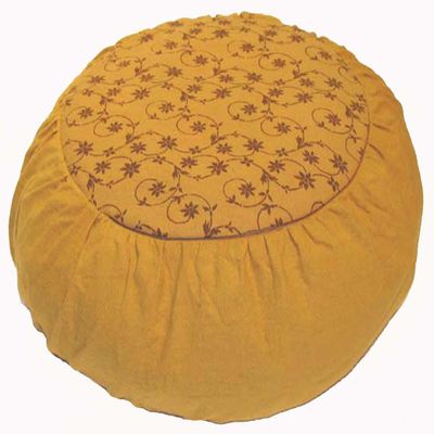 Boon Decor Meditation Cushion Buckwhet Zafu Pillow - Pre-Washed Cotton - Mustard Vine