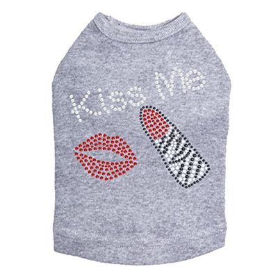 Kiss Me (Lips and Lipstick) Dog Shirt M Gray