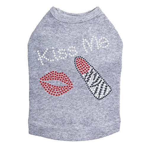 Kiss Me (Lips and Lipstick) Dog Shirt M Gray