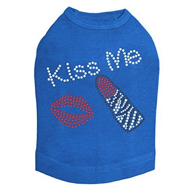 Kiss Me (Lips and Lipstick) Dog Shirt XL Royal Blue