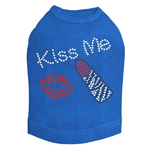 Kiss Me (Lips and Lipstick) Dog Shirt XL Royal Blue