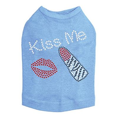 Kiss Me (Lips and Lipstick) Dog Shirt 2XL Blue
