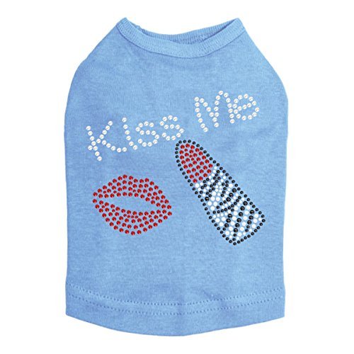 Kiss Me (Lips and Lipstick) Dog Shirt 2XL Blue