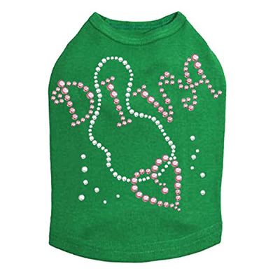 Diva with Necklace Dog Shirt M Kelly Green