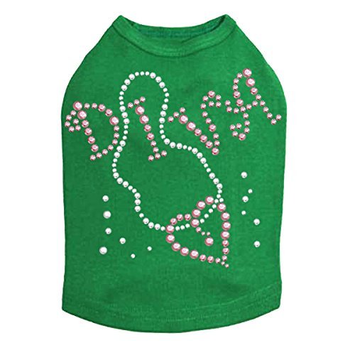 Diva with Necklace Dog Shirt M Kelly Green