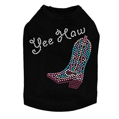 Boot (Pink & Turquoise) w/Yee Haw Dog Shirt 4XL Black