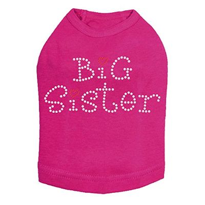 Big Sister with Red Heart Dog Shirt M Fuchsia