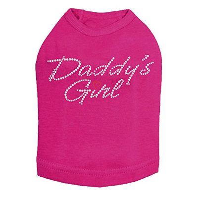 Daddy's Girl with Red Heart Dog Shirt L Fuchsia