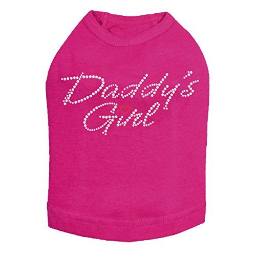 Daddy's Girl with Red Heart Dog Shirt L Fuchsia