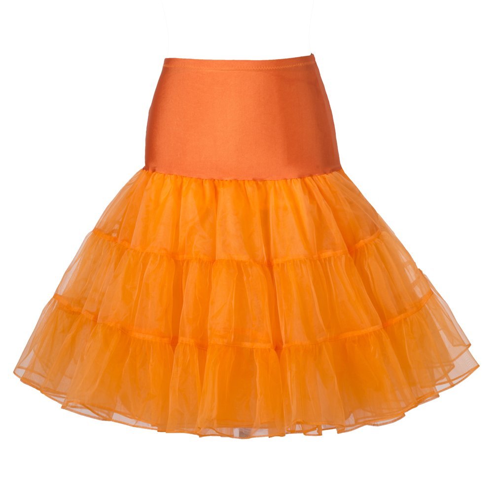 Boolavard TM 50's Petticoat Underskirt Retro Vintage Swing 1950's Rockabilly White, Black, Blue, Pink, Red Resealable Bag (Large/X-Large 16-22, Orange)