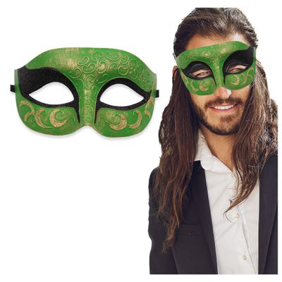 Masquerade Mask For Men & Women Antique Look Mask for Venetian Party, Masquerade Party, Halloween & Masquerade Ball (Gold/Green)