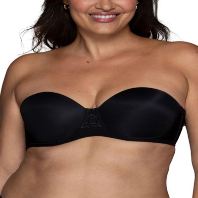 Vanity Fair Women's Beauty Back Smoothing Strapless Bra, 4-Way Stretch Fabric, Lightly Lined Cups up to H, Midnight Black, 44DD
