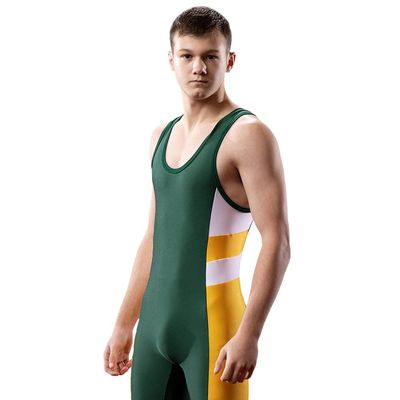 Matman 8564 Eclipse Wrestling Singlet, Dark Green/Gold, XX-Small