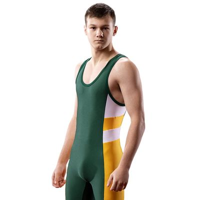Matman 8564 Eclipse Wrestling Singlet, Dark Green/Gold, 3X-Small