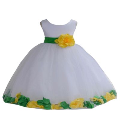 ekidsbridal Wedding Pageant Mixed Petals White Flower Girl Dress Toddler Junior Bridesmaid 302t 14