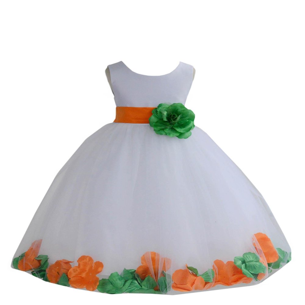 ekidsbridal Wedding Pageant Mixed Petals White Flower Girl Dress Toddler Junior Bridesmaid 302t 12