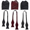 3pcs Mens Classic Silk Self Bow Ties and Pocket Square, Handkerchief Jacquard Woven Bowtie Set For Tuxedo & Wedding SB2 (Black, Red, Black) view 1