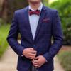 3pcs Mens Classic Silk Self Bow Ties and Pocket Square, Handkerchief Jacquard Woven Bowtie Set For Tuxedo & Wedding SB2 (Black, Red, Black) view 2