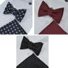 3pcs Mens Classic Silk Self Bow Ties and Pocket Square, Handkerchief Jacquard Woven Bowtie Set For Tuxedo & Wedding SB2 (Black, Red, Black) view 4
