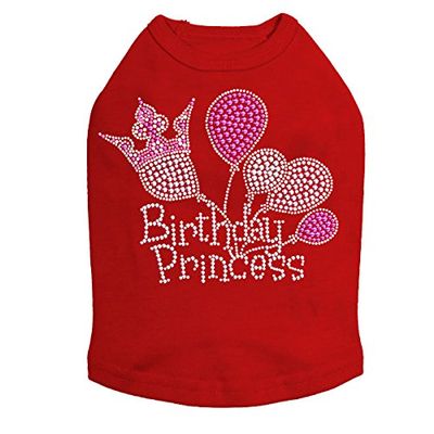 Birthday Princess Dog Shirt M RED