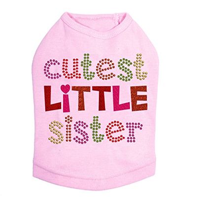 Cutest Little Sister Dog Shirt L Pink