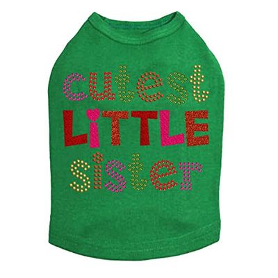 Cutest Little Sister Dog Shirt 3XL Kelly Green